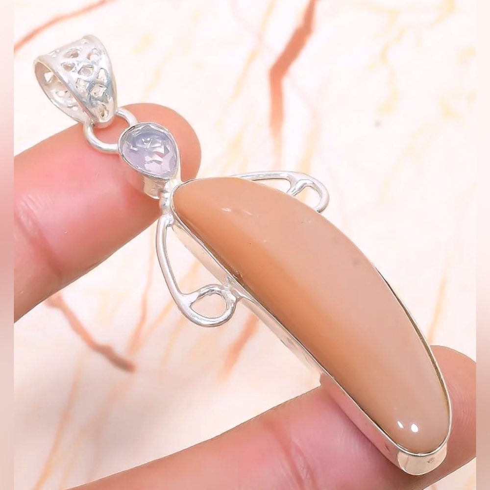 MOOKAITE/ WHITE TOPAZ PENDANT